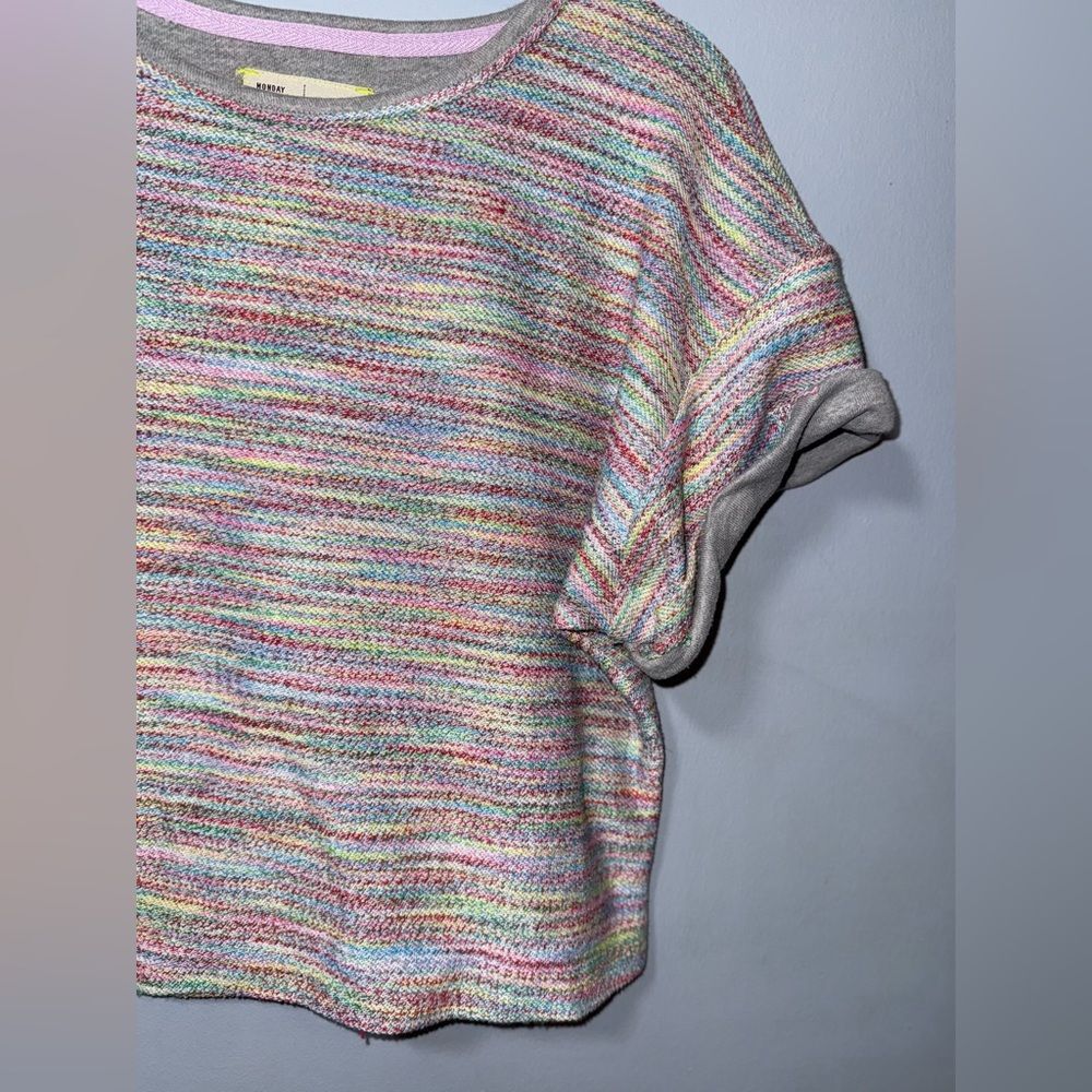Anthropologie Saturday Sunday Aphra Space Dyed Knit Crop Sweater Size Small GUC - Picture 2 of 9